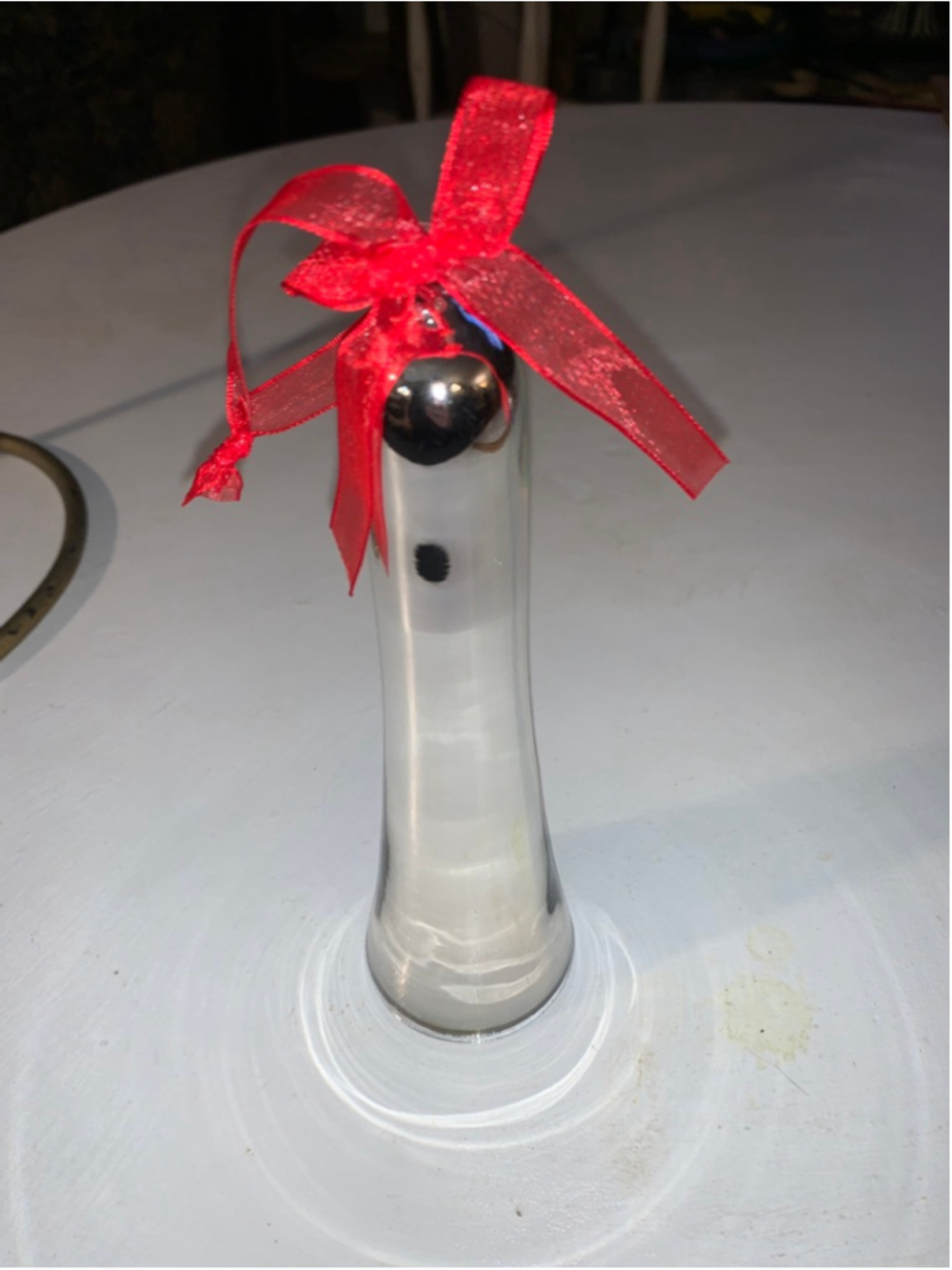 Unbranded glass Silver Bell Decor with Red Ribbon One Size
